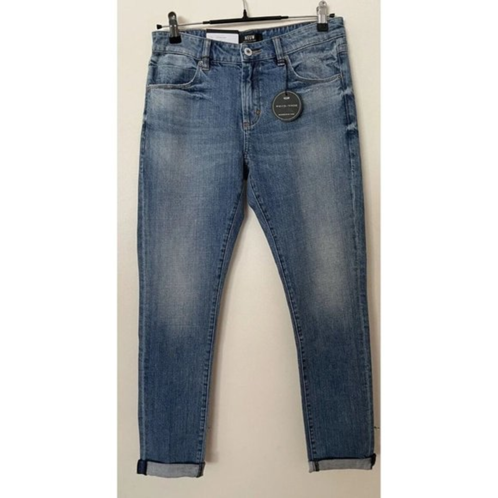 NWT Neuw Slim Slouch Faded Blue Boyfriend Jeans Women’s Size‎ 4 90s Y2K Distress